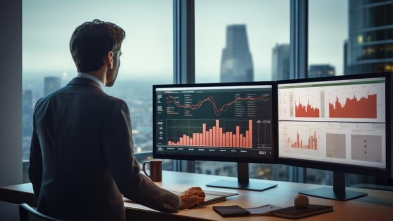 A financial analyst reviewing a cash flow statement- ultima markets